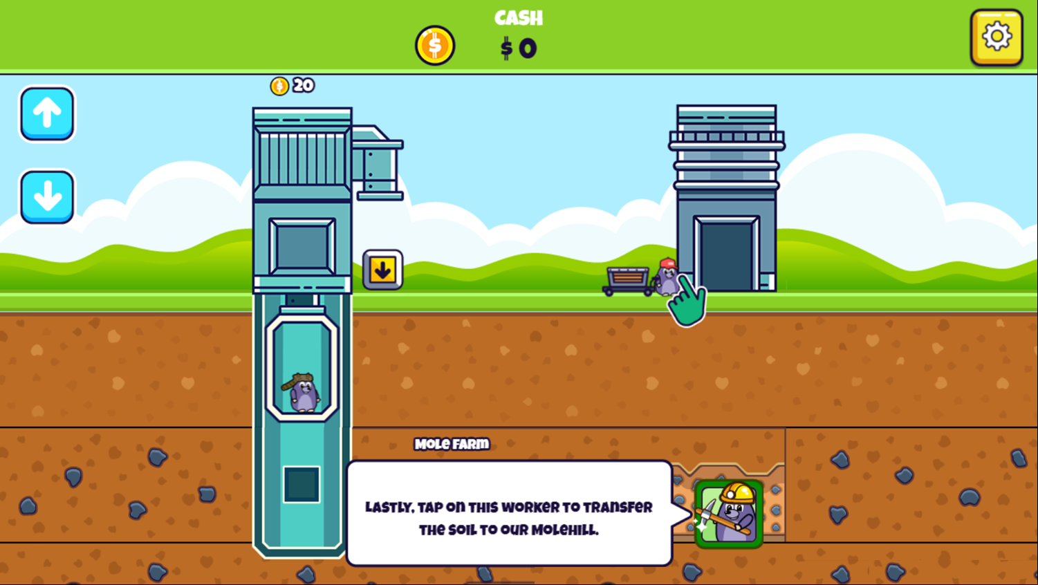 Idle Mole Empire Game How To Transfer Soil Screenshot.