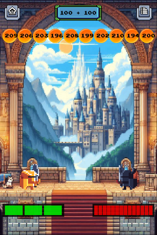 Knight Math Game Final Level Screenshot.