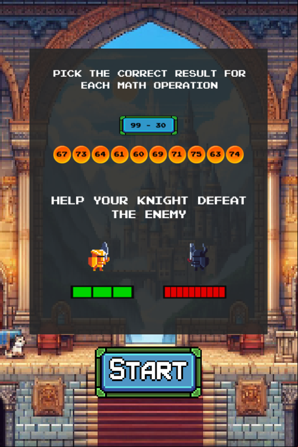 Knight Math Game How To Play Screenshot.