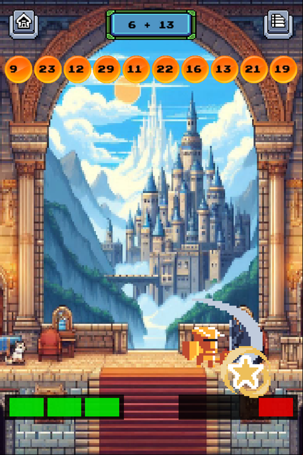 Knight Math Game Level Play Screenshot.