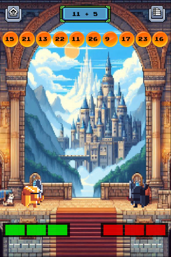 Knight Math Game Level Start Screenshot.
