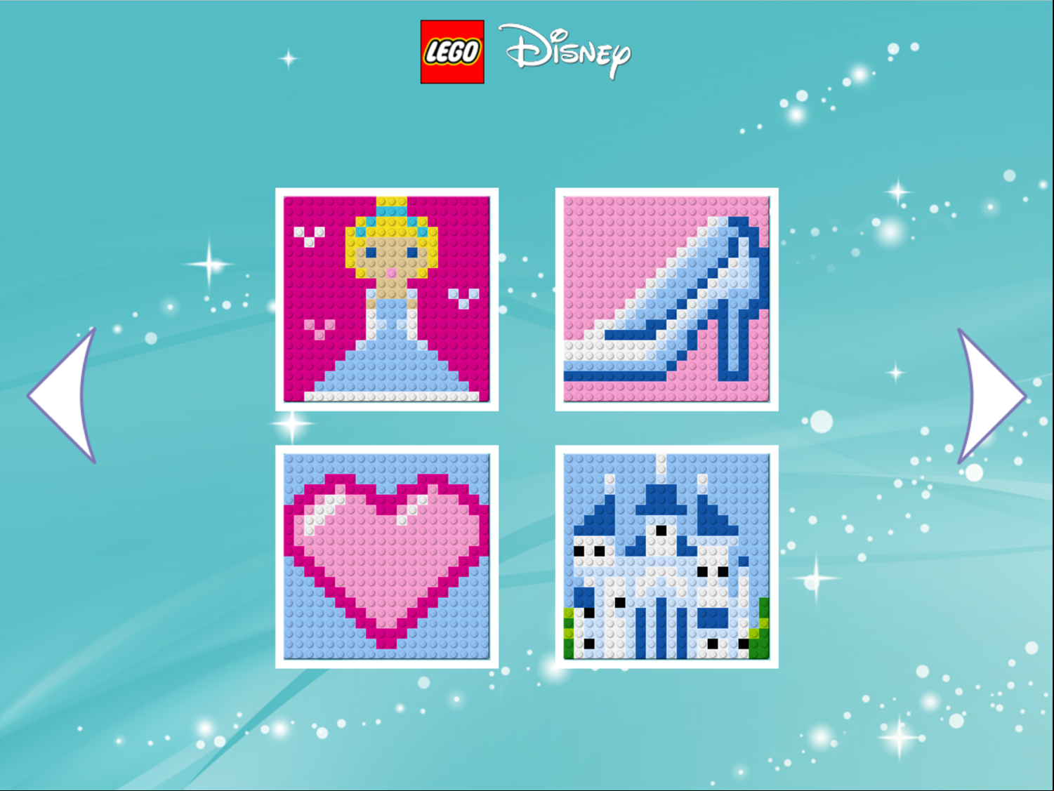 LEGO Disney Brixel Art Game Cinderella Scene Select Screen Screenshot.