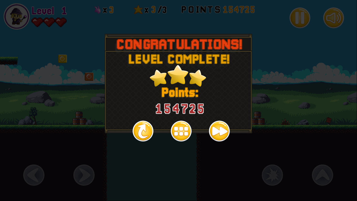 Mage Girl Adventure Stage Complete Screenshot.