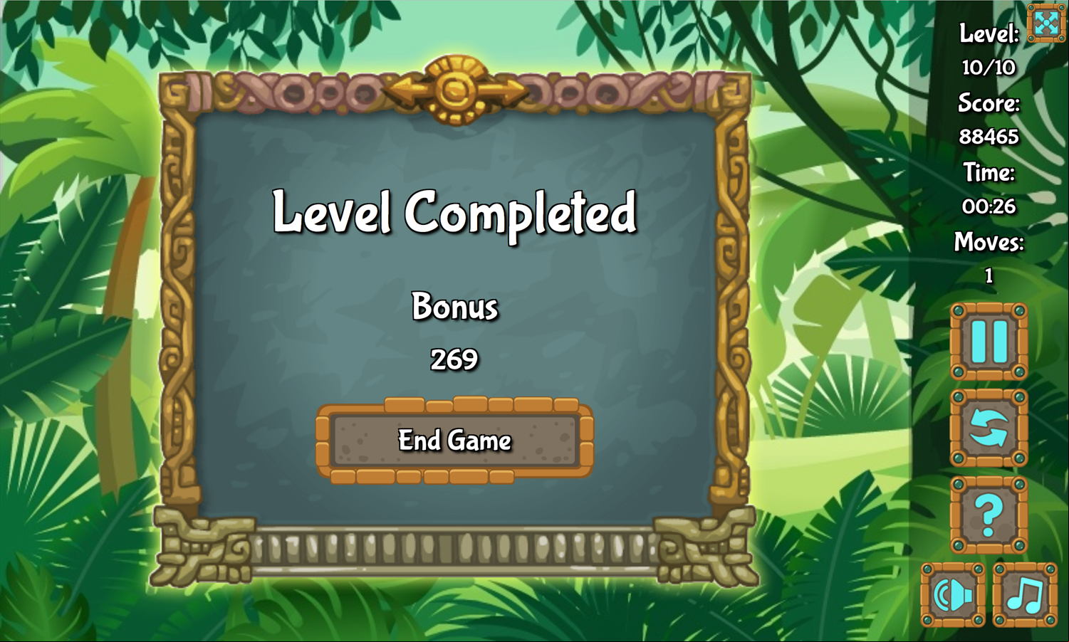 Mahjong Blocks Maya Game Completed Screen Screenshot.