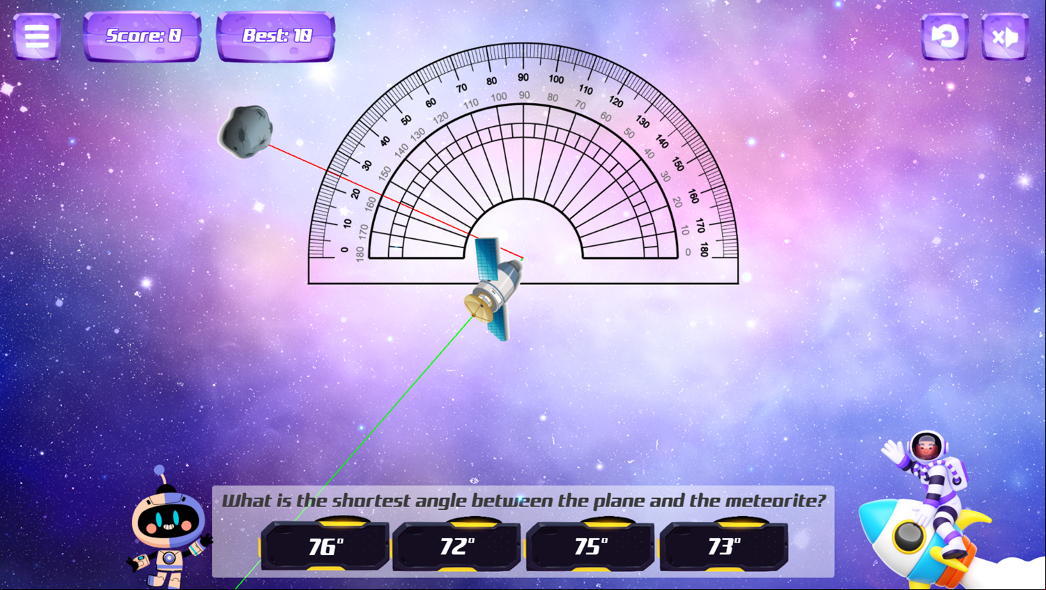 Math Angle Game Start Screenshot.