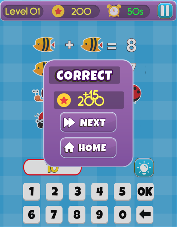 Math Challenge Game Level Answer Screenshot.