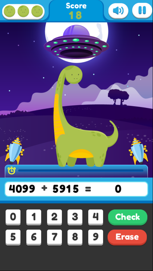 Math With Dino Game Over Screenshot.