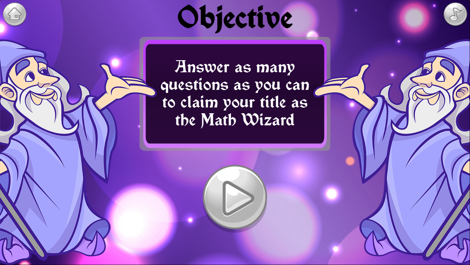 Math Wizard Game Objective Screenshot.