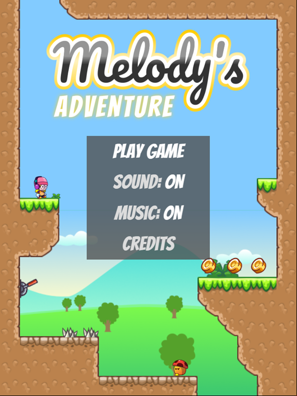 Melody's Adventure Game Welcome Screen Screenshot.