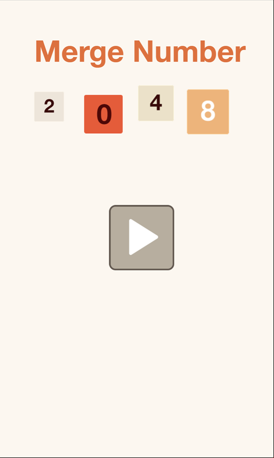 Merge Number 2048 Game Welcome Screen Screenshot.