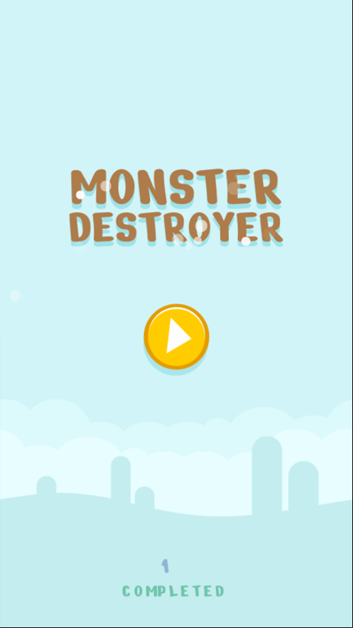 Monster Destroyer Game Welcome Screen Screenshot.