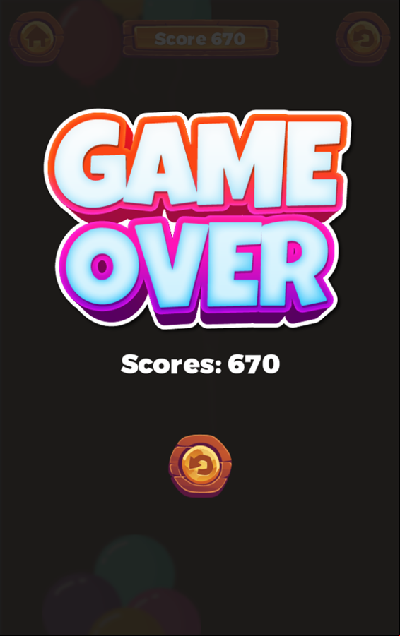 Monsters Slide Game Over Screenshot.