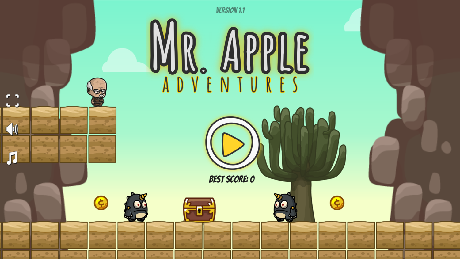 Mr Apple Adventures Game Welcome Screen Screenshot.