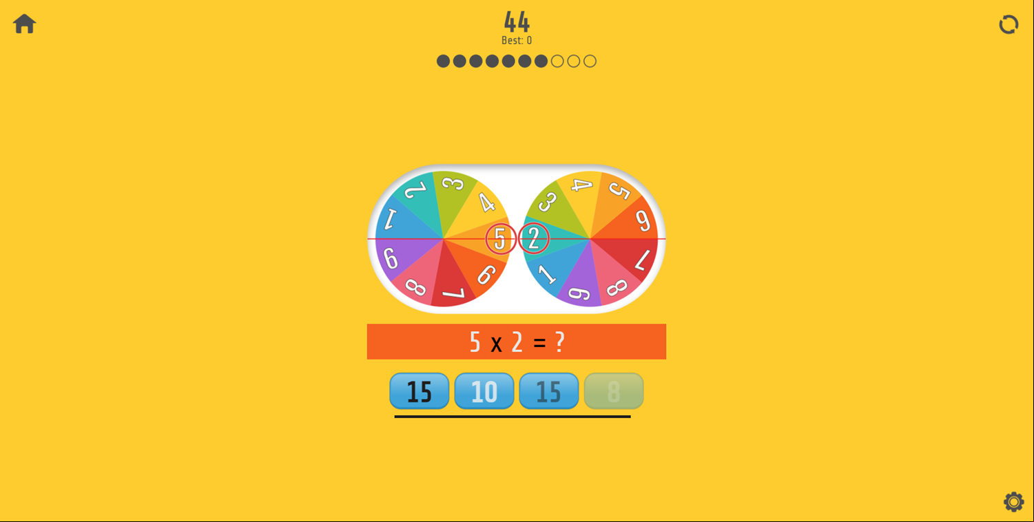Multiplication Roulette Game Screenshot.
