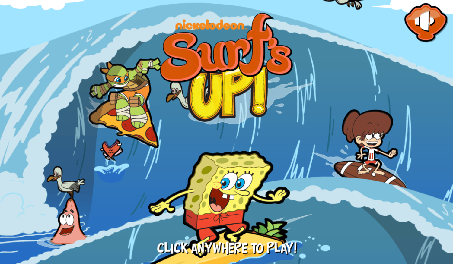 Nick Surfs Up Welcome Screen Screenshot.