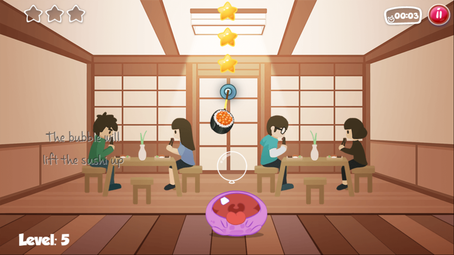 Nom Nom Yum Game Bubble Tutorial Screenshot.