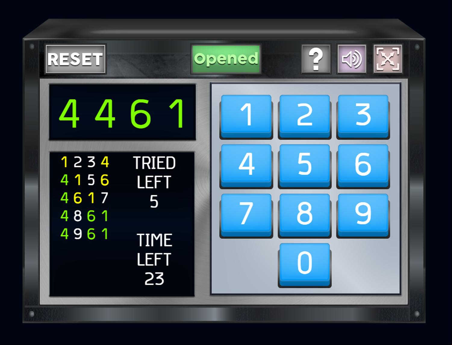 Number Lock Puzzle Game Complete Screenshot.