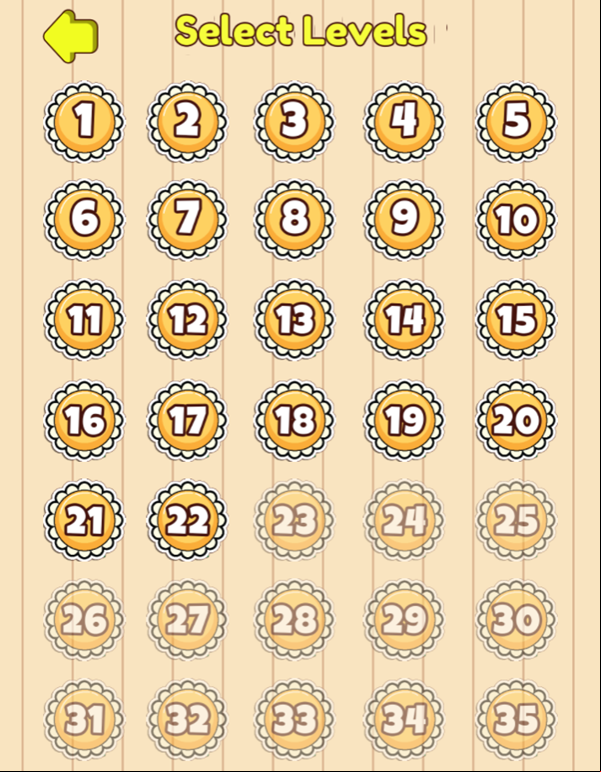 Numbers Game Level Select Screen Screenshot.