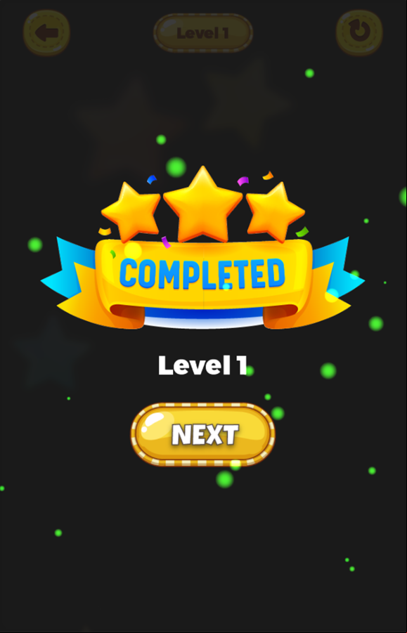 One Line Game Level Completed Screenshot.
