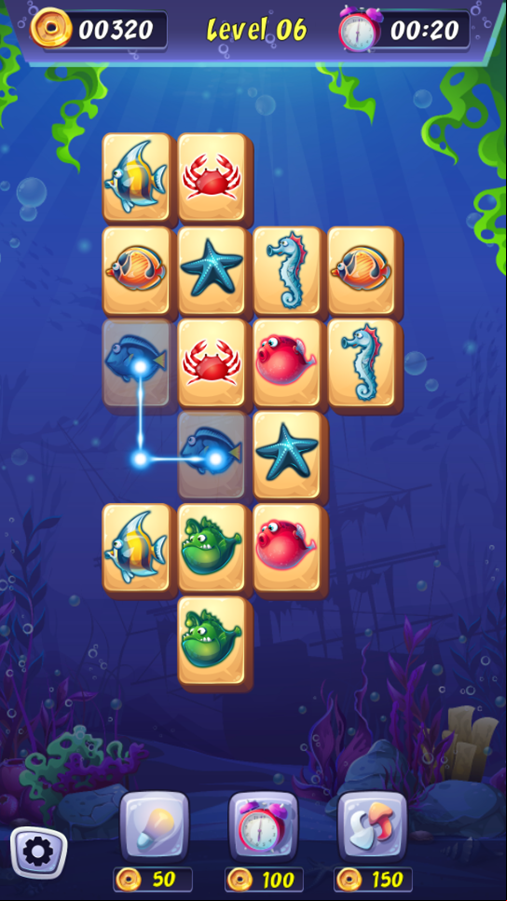 Onet Fish Game Level Progress Screenshot.