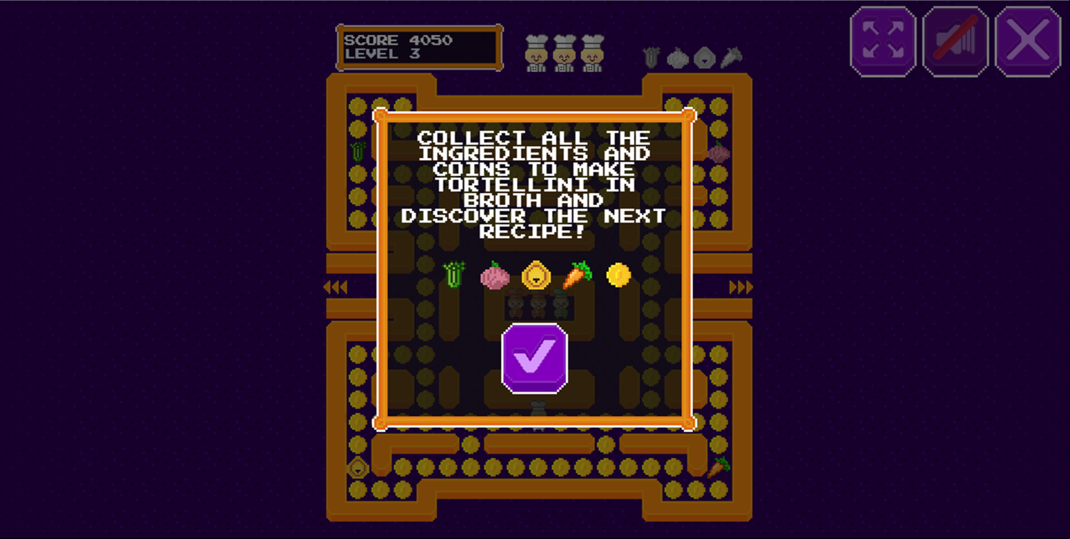 Pac-Chef Game Level Instructions Screenshot.