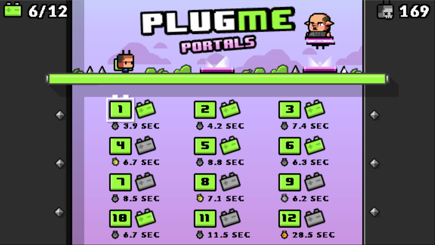 Plug Me Portals Game Welcome Screen Screenshot.