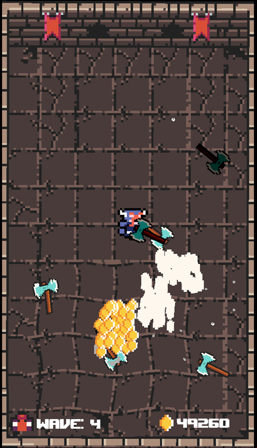 Pocket Dungeon Survivor Game Clearing a Wave Screenshot.
