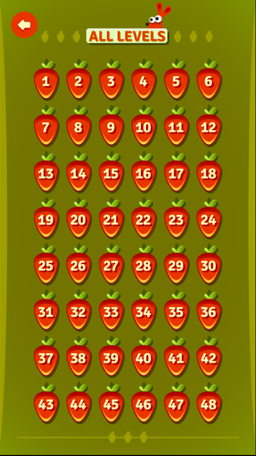Rabbit and Carrot Game Level Select Screen Screenshot.