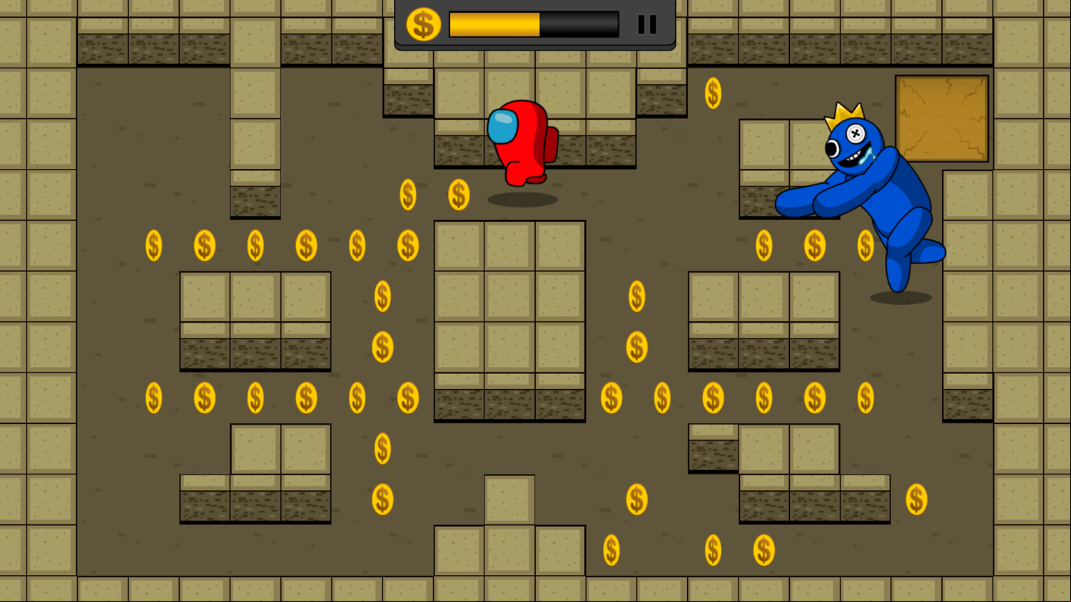 Rainbow Friends Survival Game Level Play Screenshot.