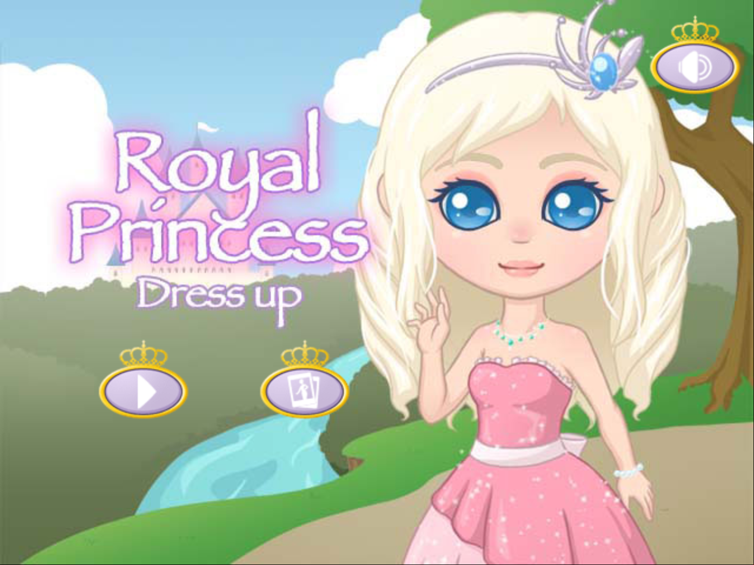 Royal Princess Dress Up Game Welcome Screen Screenshot.
