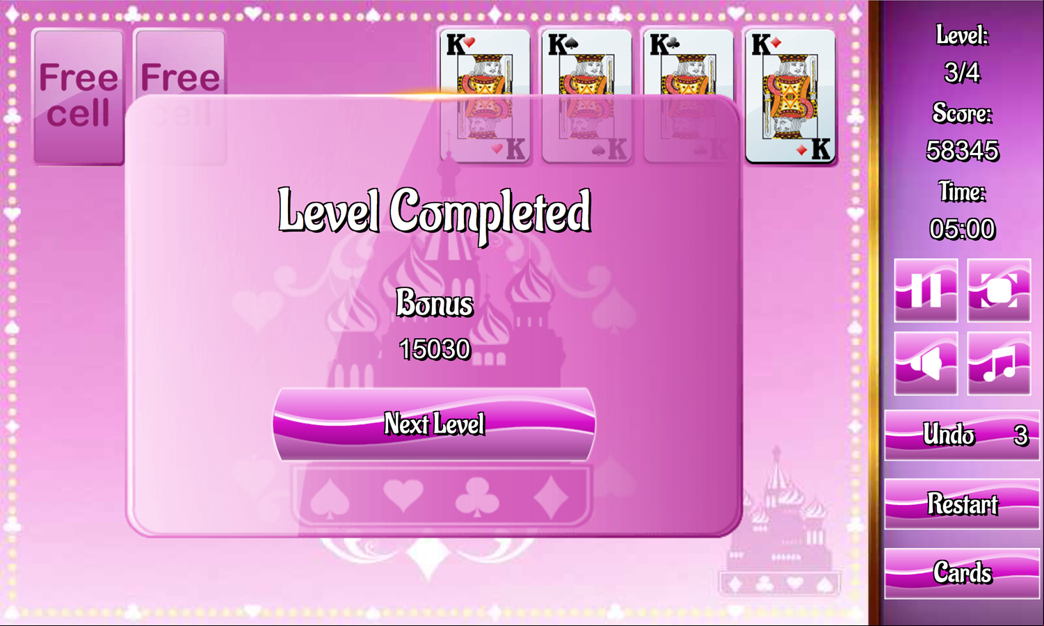 Russian Freecell Game Third Level Screenshot.
