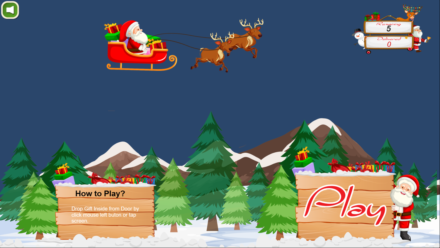 Santa Delivered Gift Game Welcome Screen Screenshot.