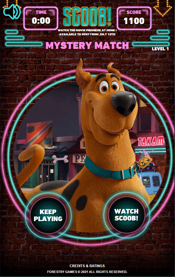 Scooby Doo Mystery Match Option Screenshot.