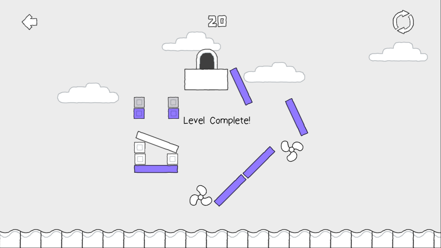 Scribble World Physics Puzzle Game Final Level Complete Screen Screenshot.