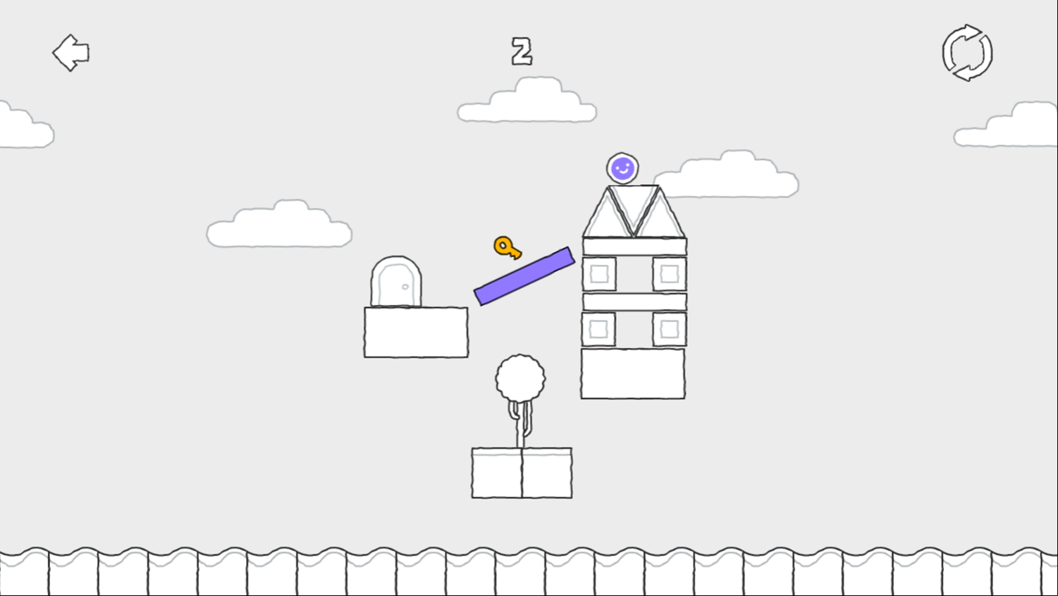 Scribble World Physics Puzzle Game Purple Blocks Screenshot.