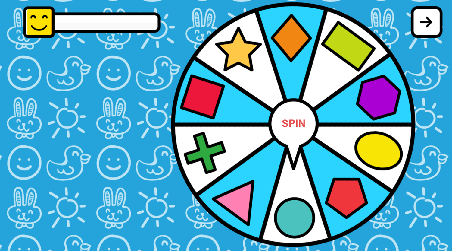 Shapes Wheel Game Start Screenshot.