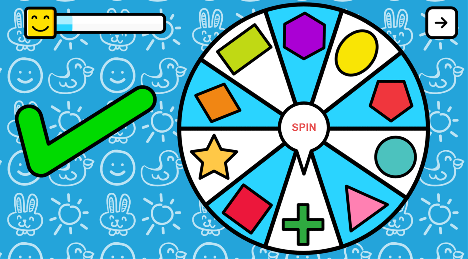Shapes Wheel Game Right Answer Screenshot.