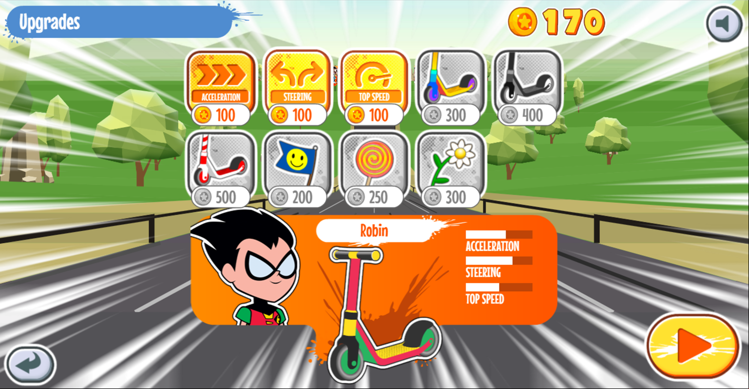 Skate Rush Game Upgrades Screenshot.