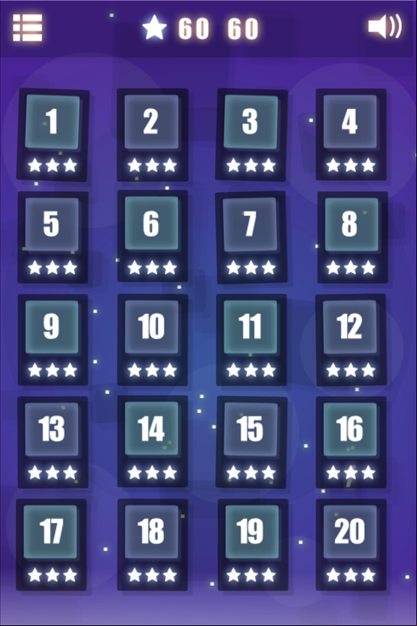 Sliding Escape Game Level Select Screen Screenshot.