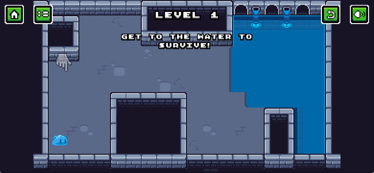 Slime Quest Water's Edge Game How to Play Screen Screenshot.