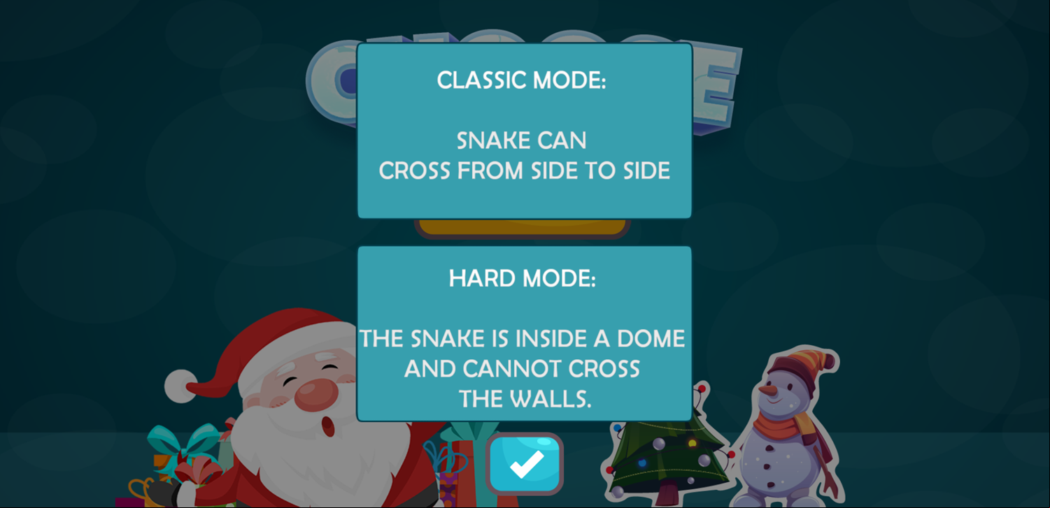 Snaklaus Game Mode Comparison Screen Screenshot.