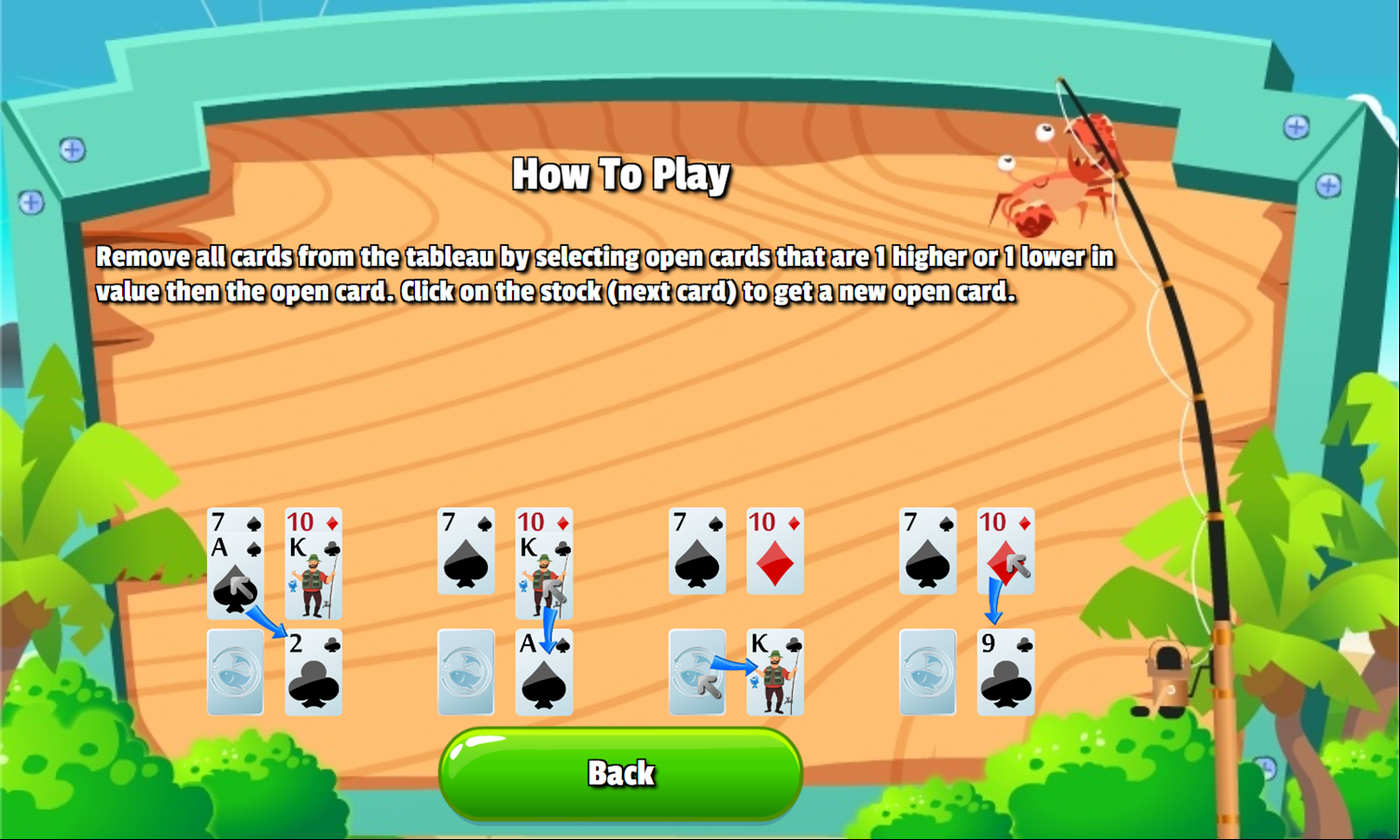 Solitaire A Deck of Fish Game How To Play Screenshot.