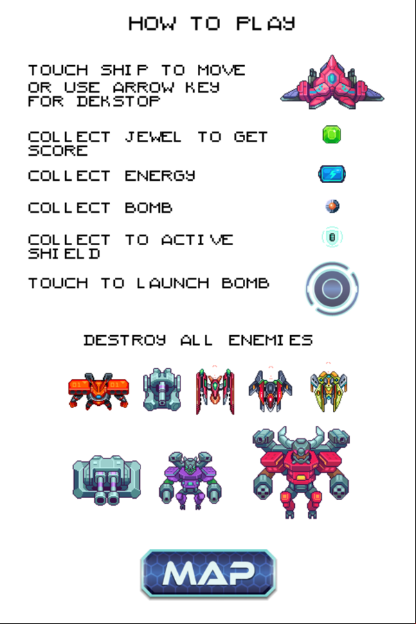 Spaceship Destruction Game How To Play Screenshot.
