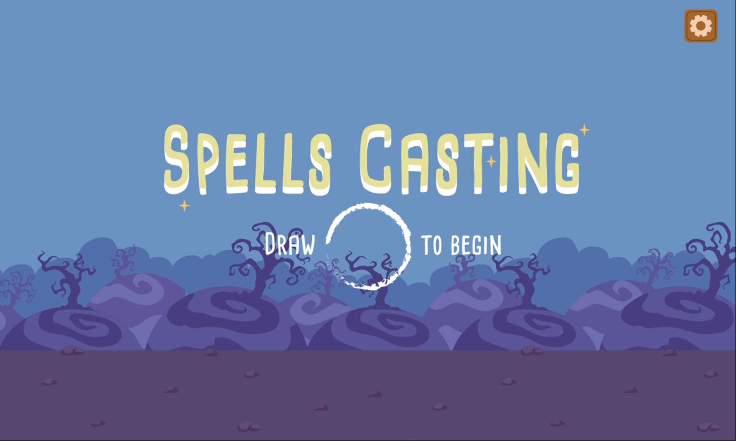 Spells Casting Game Welcome Screen Screenshot.