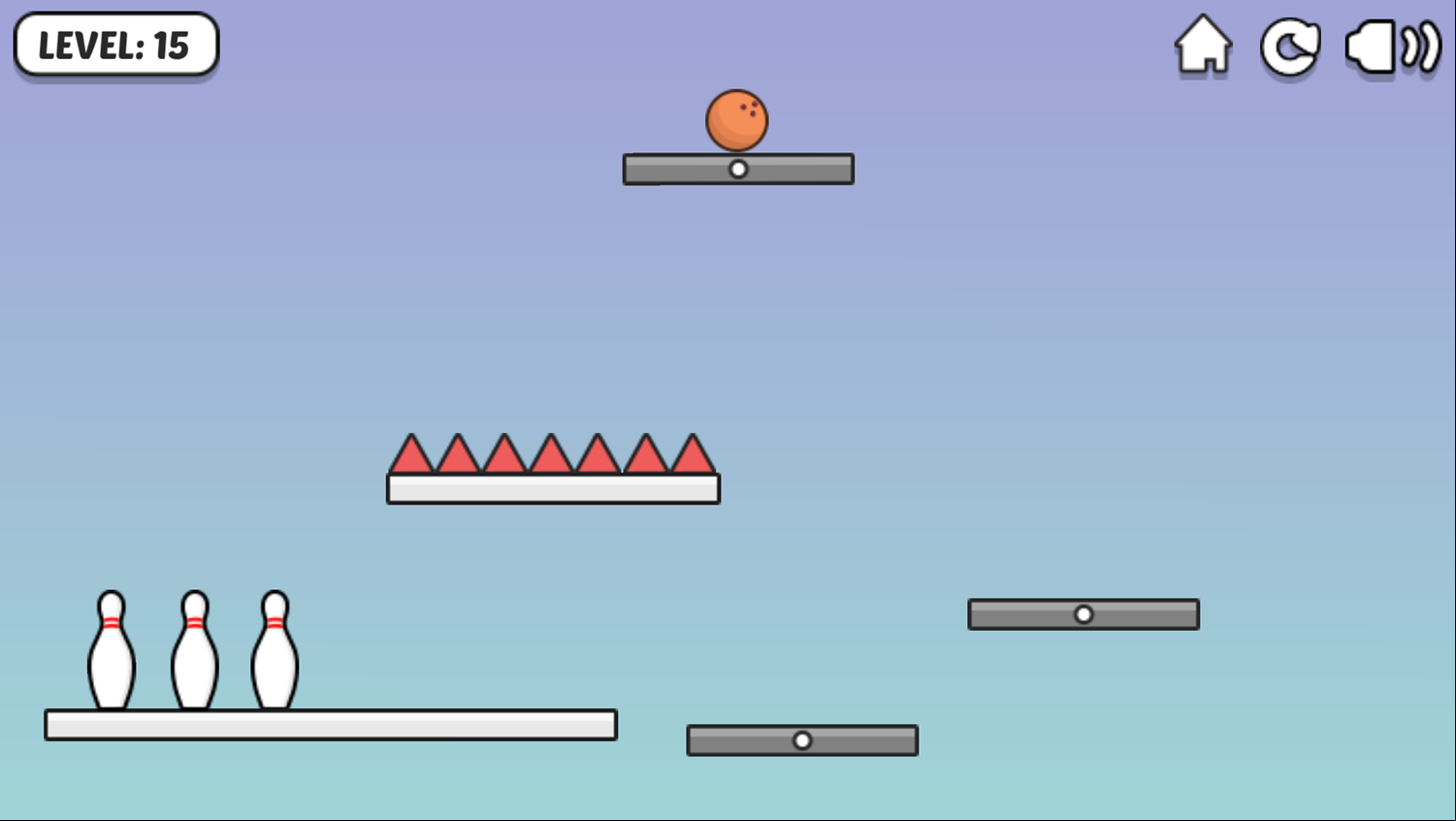 Spin Bowling Game Level With a Big Drop and Spikes Screenshot.