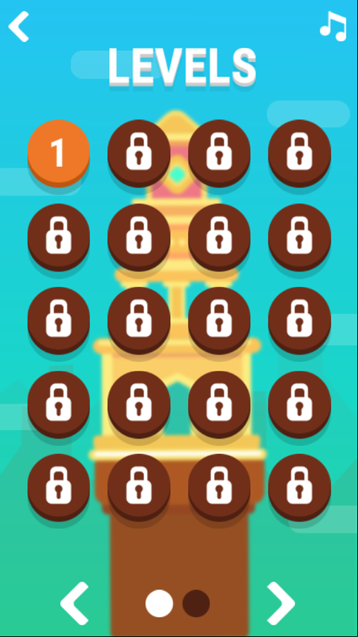Stack Tower Game Level Select Screenshot.