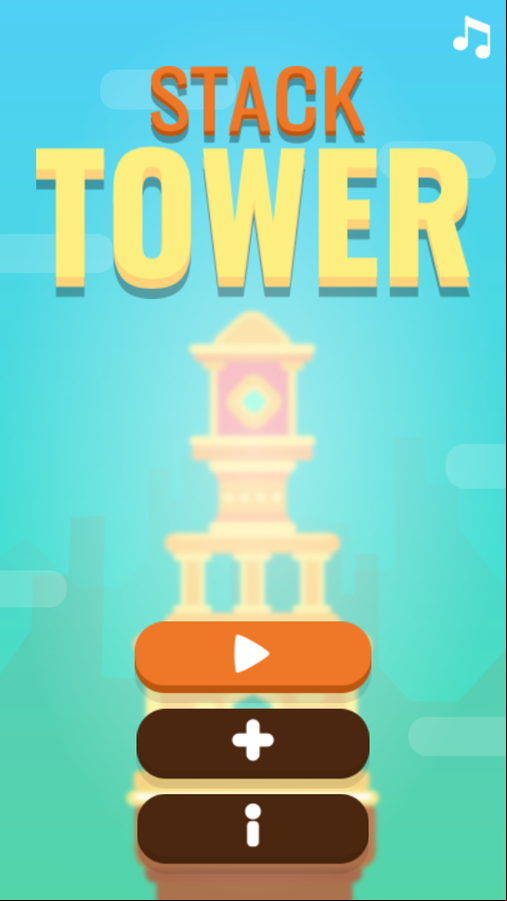 Stack Tower Game Welcome Screen Screenshot.