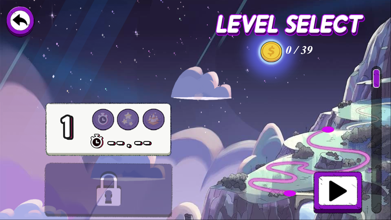 Steven Universe Beach City Drifters Game Level Select Screenshot.