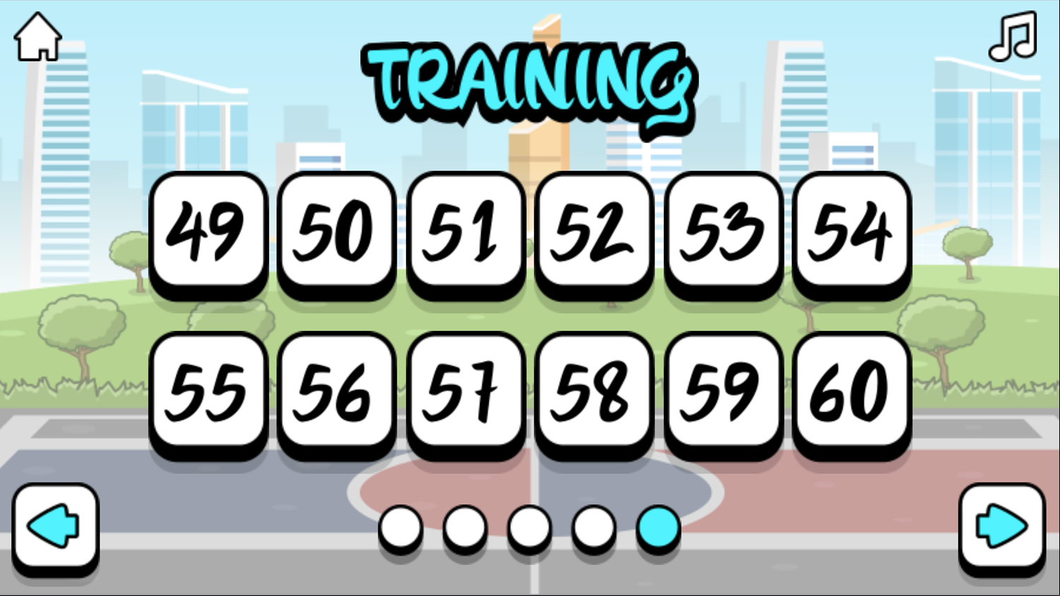 Street Dunk Game Training Level Select Screen Screenshot.