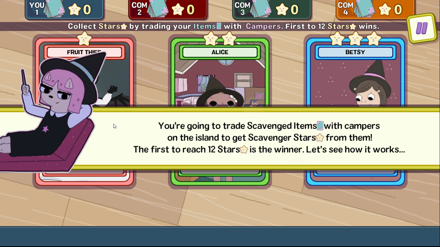 Summer Camp Island Scavenger Card Hunt Game Goal Screenshot.